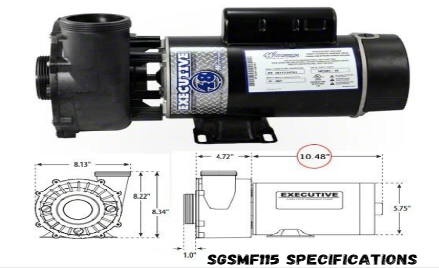 Dimensions Waterway Plastics SGSMF115 Pump 1.5HP 1SP-Comprehensive Guide